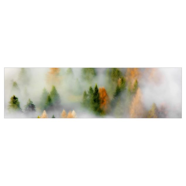 Küchenrückwand Grau Nebelwald im Herbst