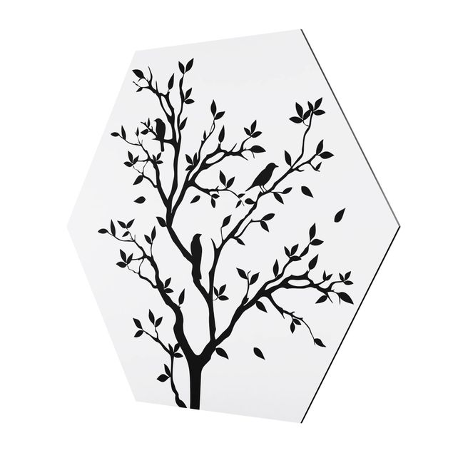Hexagon Bild Alu-Dibond - No.YK14 Zwitschernder Baum