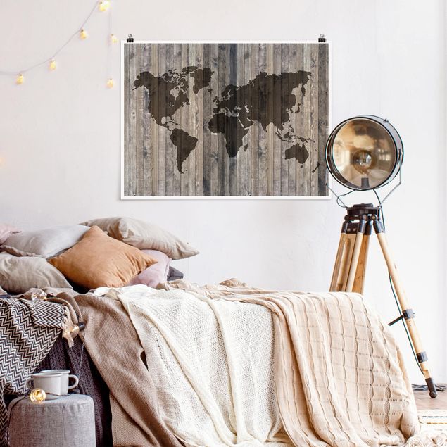 Bilder für die Wand Holz Weltkarte