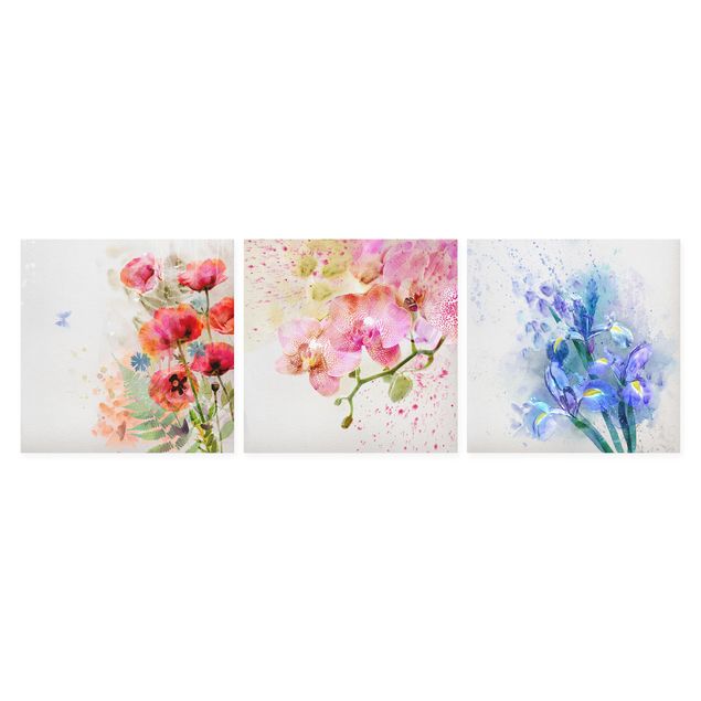 Leinwandbilder Aquarell Blumen Trio
