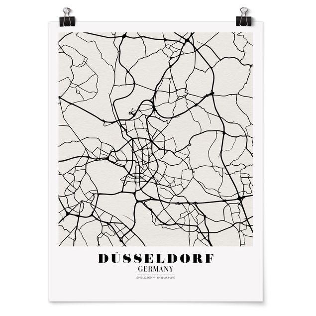 Wandbilder Stadtplan Düsseldorf - Klassik