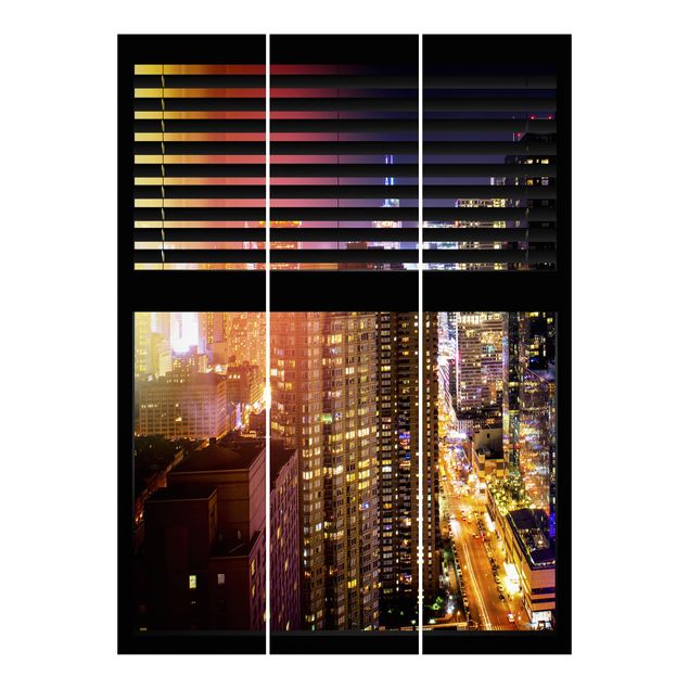 Flächenvorhang 6er Set Fensterblick Jalousie - Manhattan bei Nacht