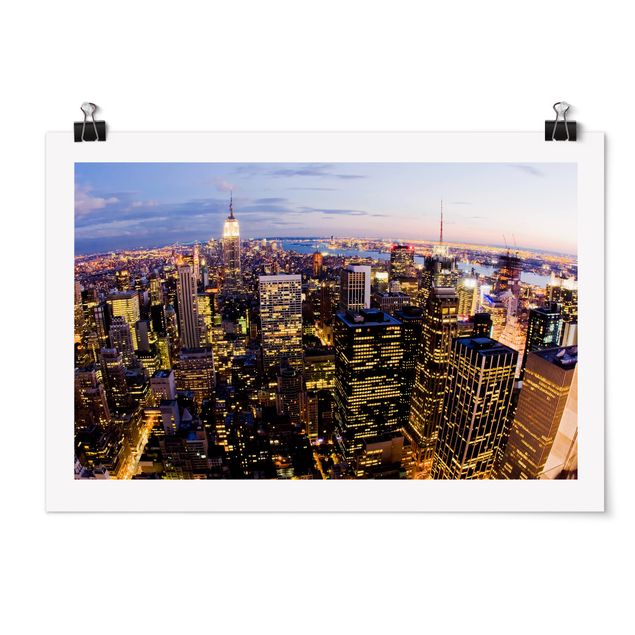 Poster - New York Skyline bei Nacht - Querformat 2:3