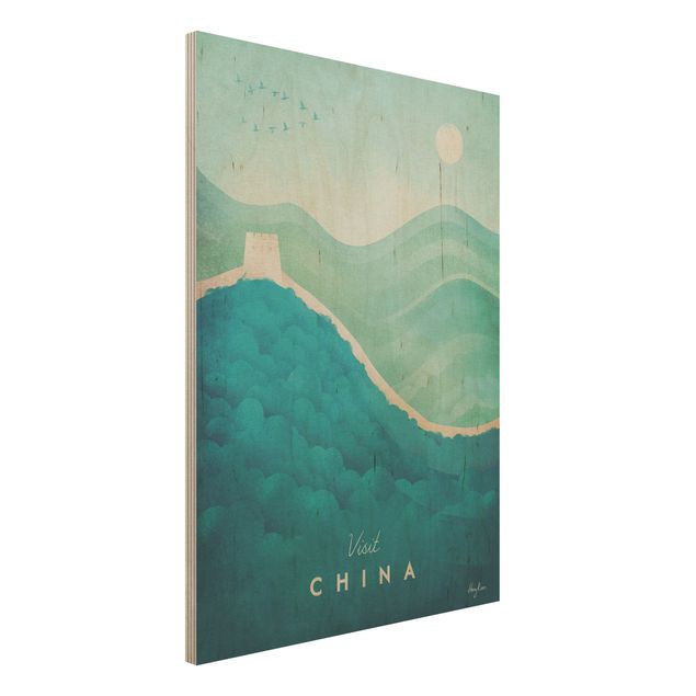 Wandbild Holz Vintage Reiseposter - China