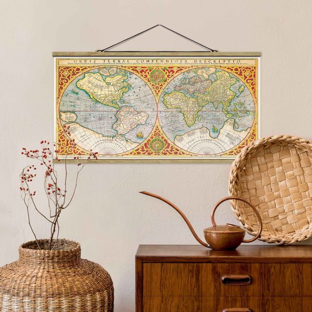 Bilder für die Wand Historische Weltkarte Orbis Terrare Compendiosa Descriptio