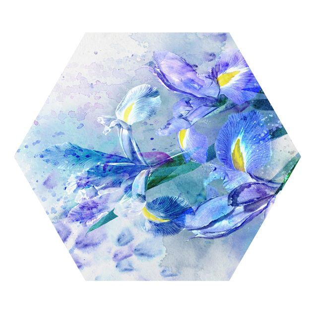 Hexagon Bild Forex - Aquarell Blumen Iris