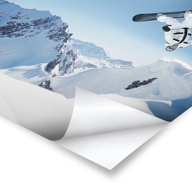 Poster - Fliegender Snowboarder - Quadrat 1:1
