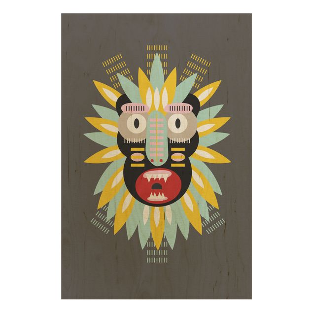 Wandbild Holz Collage Ethno Maske - King Kong