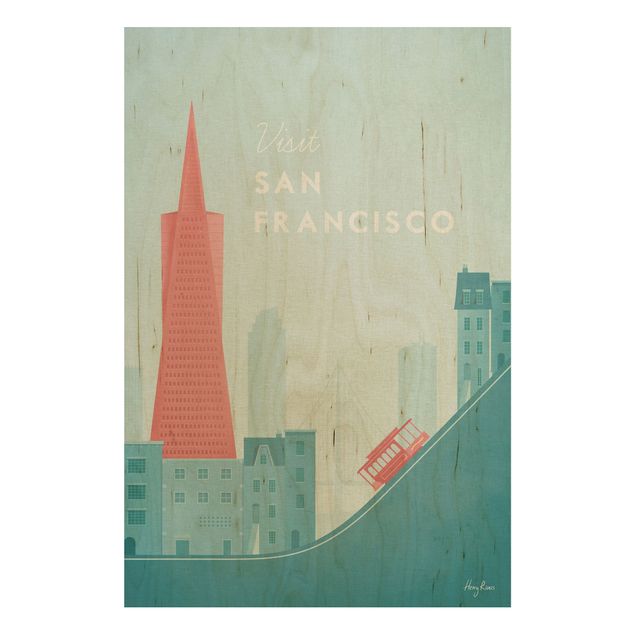 Holzbilder modern Reiseposter - San Francisco