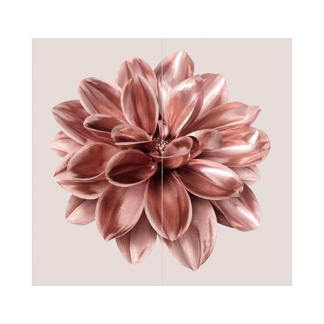 Duschrückwand - Dahlie Blume Rosegold Metallic