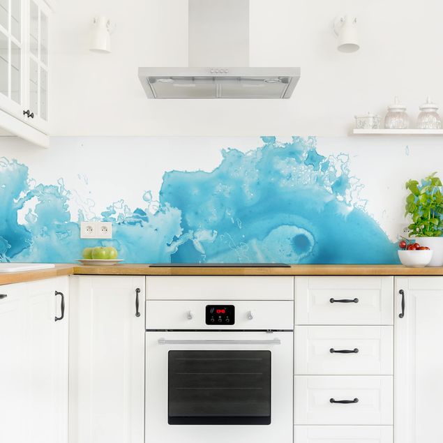 Küchenrückwand abstrakt Welle Aquarell Türkis I