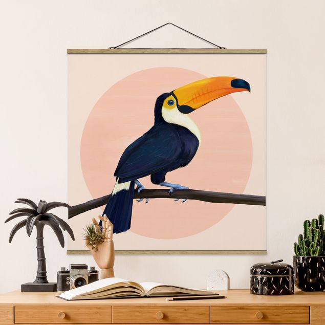 Wandbilder Tiere Illustration Vogel Tukan Malerei Pastell