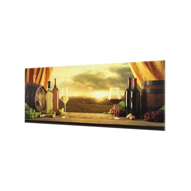 Spritzschutz Glas - Wein mit Ausblick - Panorama - 5:2