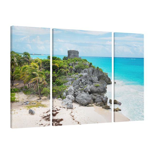 Leinwandbilder Strand und Meer Karibikküste Tulum Ruinen