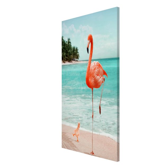 Magnettafel Strand Strand mit Flamingo