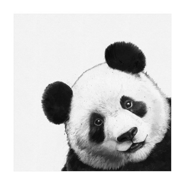 Schwarz-weißer Teppich Illustration Panda Schwarz Weiß Malerei