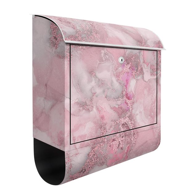Briefkasten Design Farbexperimente Marmor Pink und Glitzer