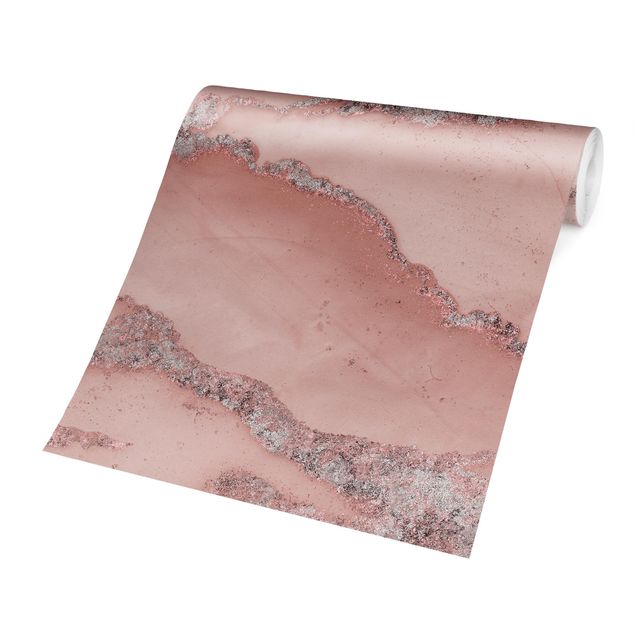 Tapete rosa Farbexperimente Marmor Rose und Glitzer