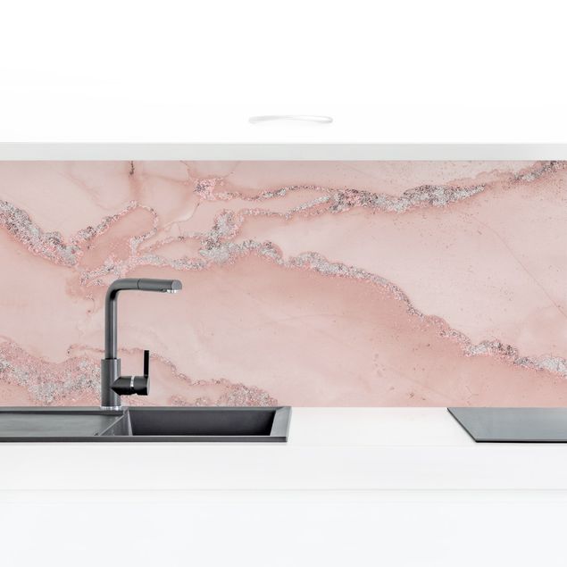 Küchenrückwände Platte Farbexperimente Marmor Rose und Glitzer