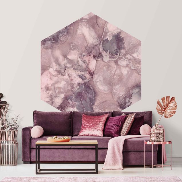 Fototapete abstrakt Farbexperimente Marmor Violett