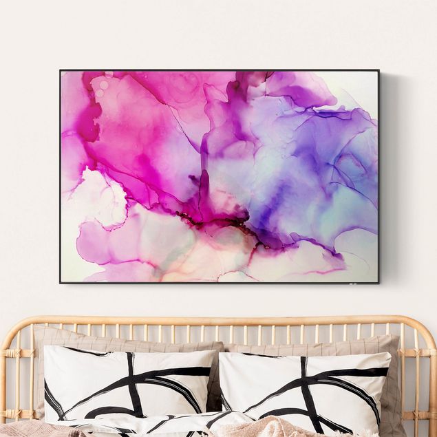 Wandbilder abstrakt Farbkomposition in Pink und Lila