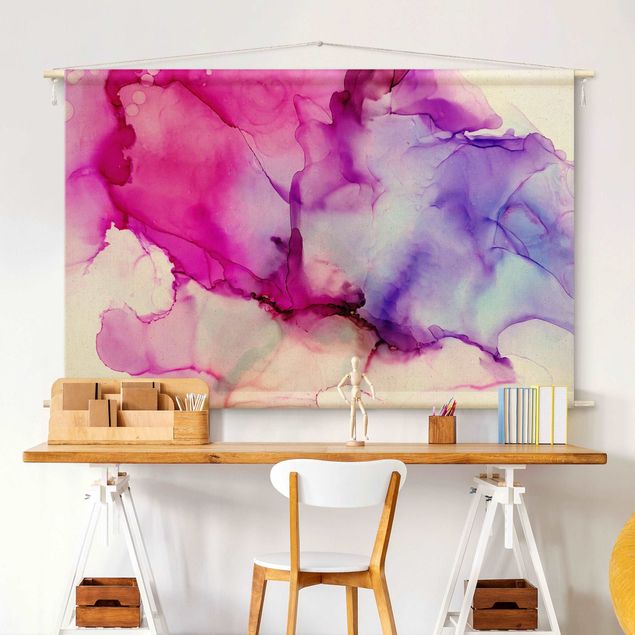 Wandbilder abstrakt Farbkomposition in Pink und Lila