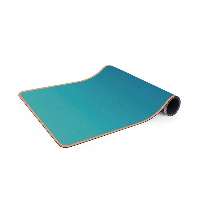 Yogamatte Kork - Farbverlauf Meerblau