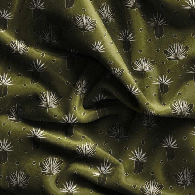 Vorhang Muster Farn Blätter mit Punkten - Olive Grün