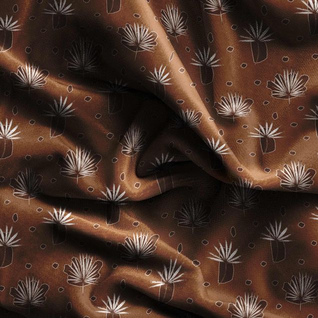 Vorhänge Muster Farn Blätter mit Punkten - Rehbraun