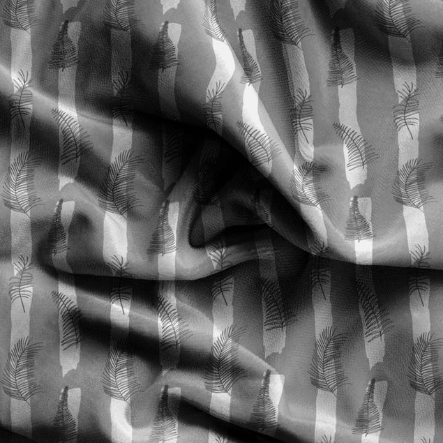 Vorhang Muster Farn Illustration mit Streifen - Grau