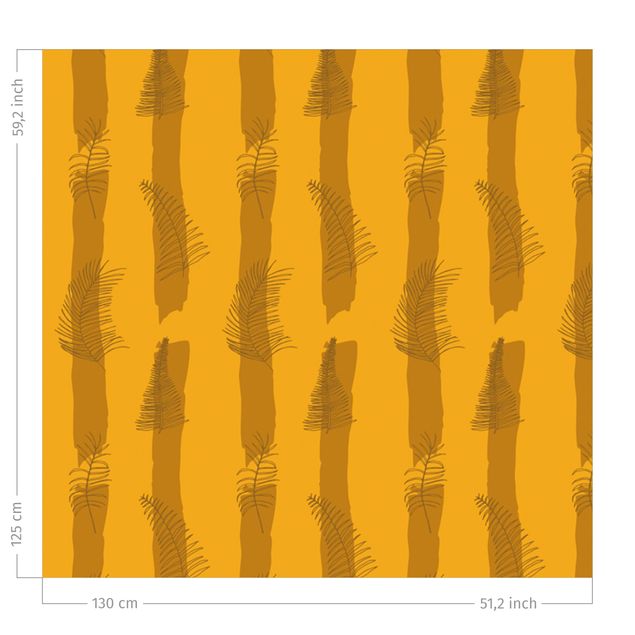 Vorhang modern Farn Illustration mit Streifen - Warmes Gelb