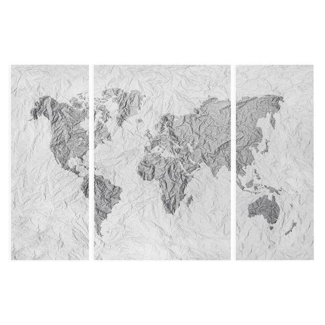 Wandbilder Papier Weltkarte Weiß Grau