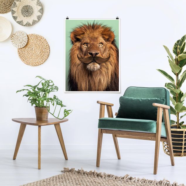 Poster Kinderzimmer Tiere Löwe mit Bart