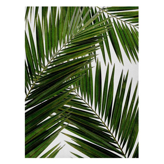 Magnettafel Blumen Blick durch grüne Palmenblätter