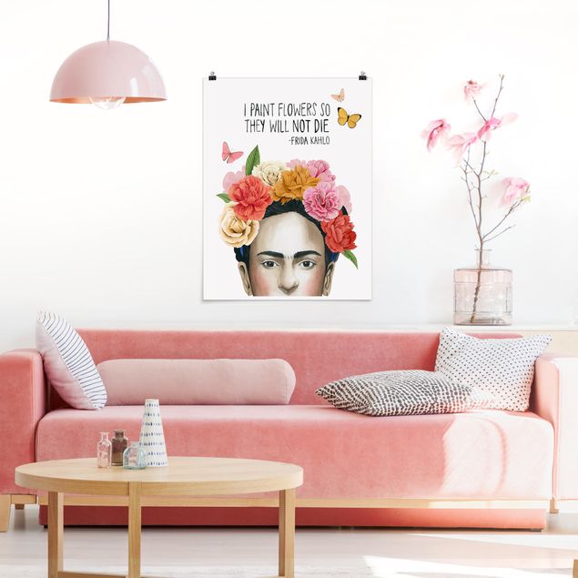 Poster mit Sprüchen Fridas Gedanken - Blumen