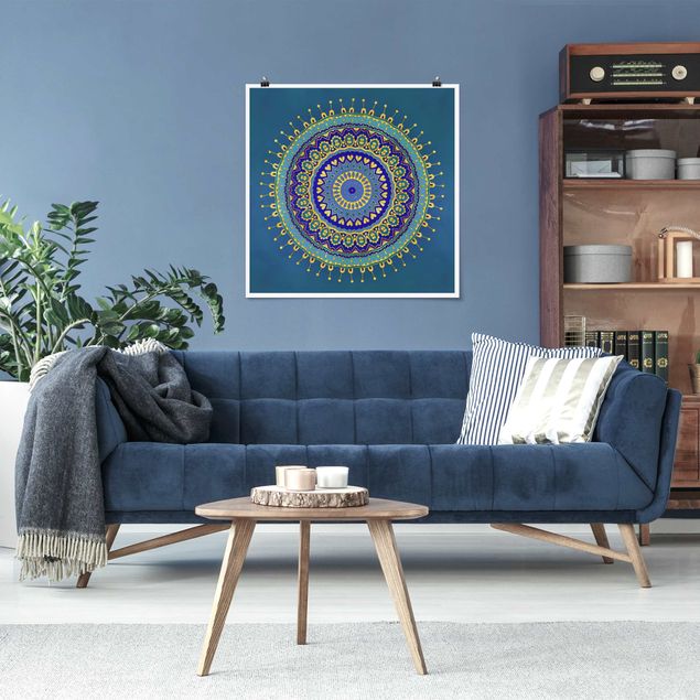 Bilder für die Wand Mandala Blau Gold