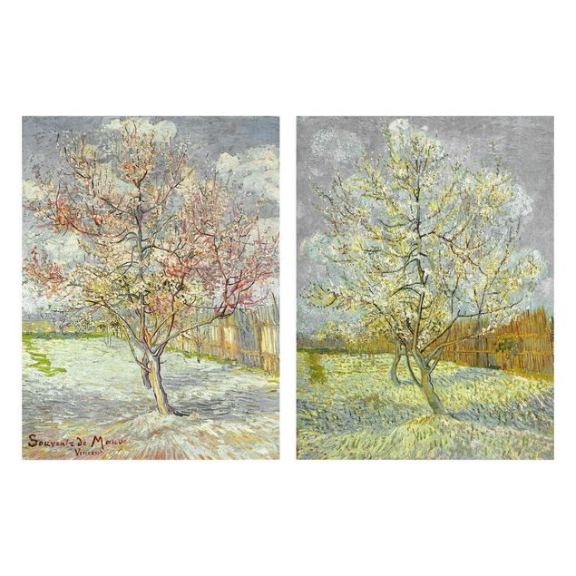 Leinwandbilder Natur Vincent van Gogh - Blühende Pfirsichbäume im Garten