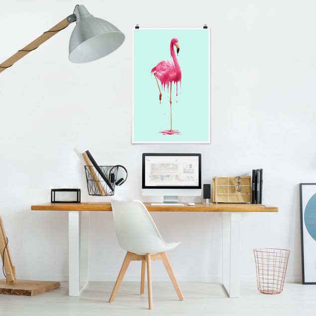Poster Kunstdruck Schmelzender Flamingo
