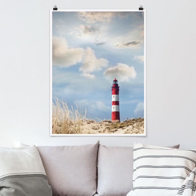 Poster Landschaft Leuchtturm in den Dünen