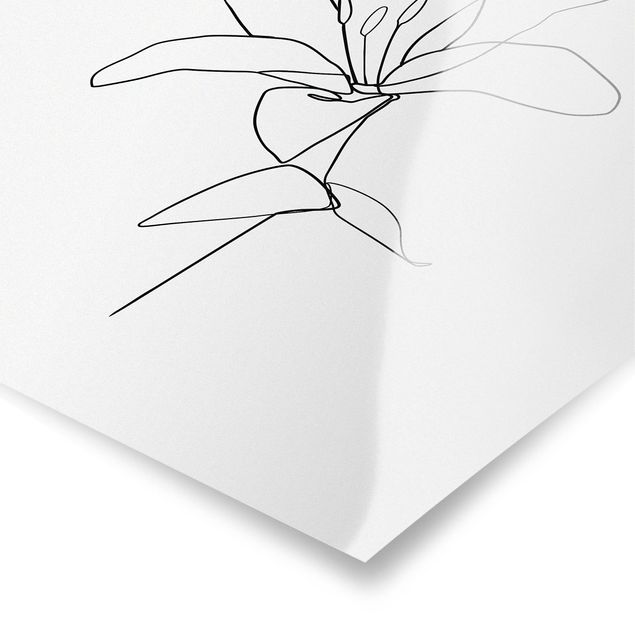 Poster - Line Art Blüte Schwarz Weiß - Quadrat 1:1