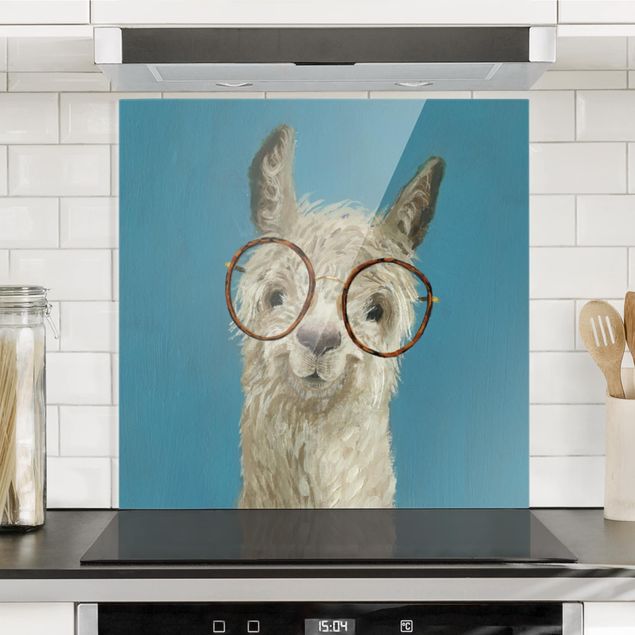 Spritzschutz Glas magnetisch Lama mit Brille I