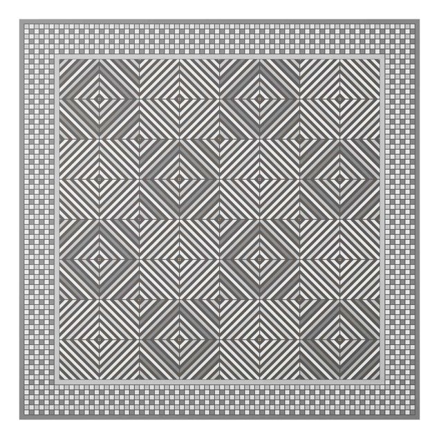 Spritzschutz Geometrische Fliesen Strudel Grau mit Mosaikrahmen