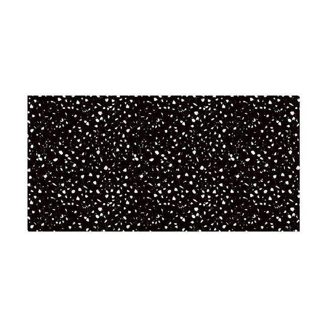 Schwarz-weißer Teppich Detailliertes Terrazzo Muster Palermo