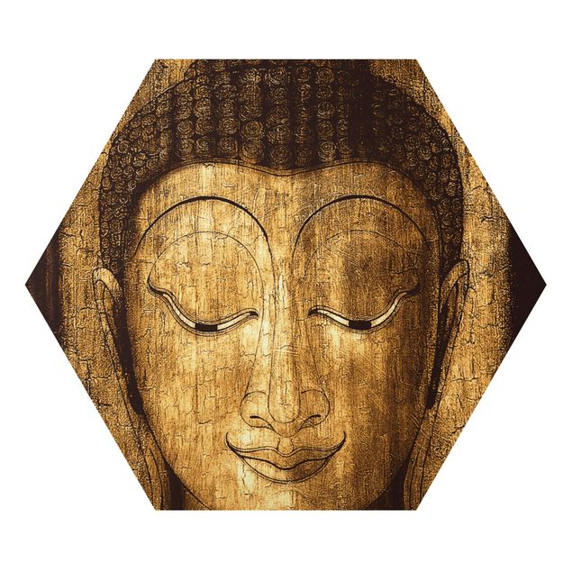 Hexagon Bild Alu-Dibond - Smiling Buddha