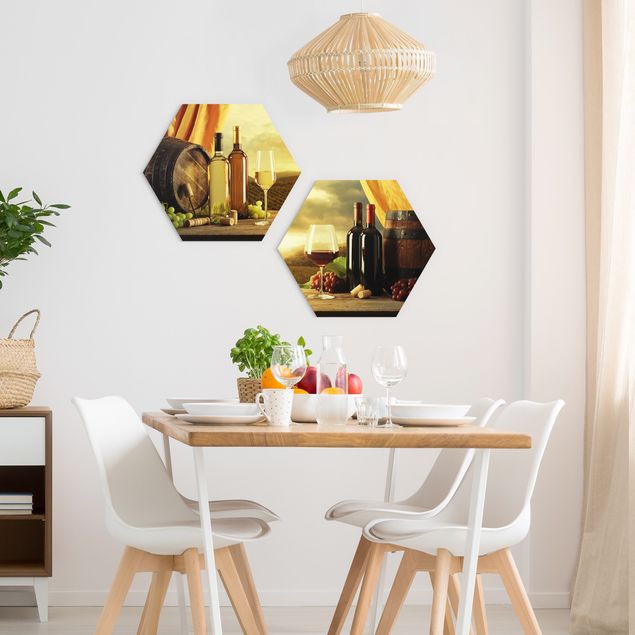 Hexagon Wandbilder Wein mit Ausblick