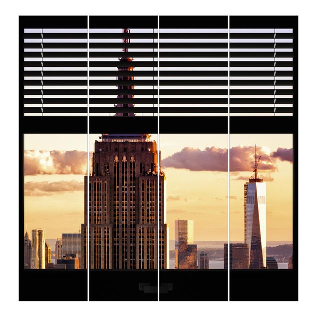 Flächenvorhang 6er Set Fensterblick Jalousie - Empire State Building New York