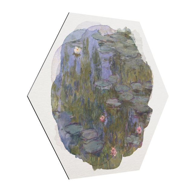 Alu Dibond Bilder Wasserfarben - Claude Monet - Seerosen (Nympheas)