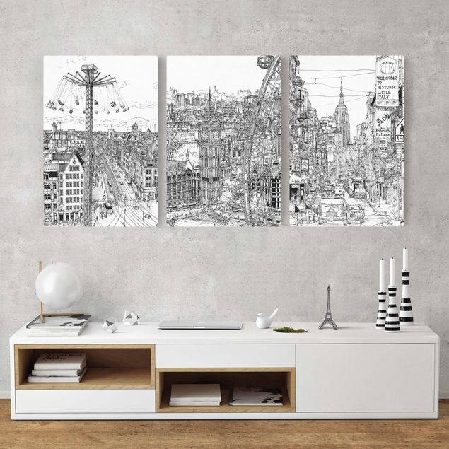 Wandbilder Schwarz-Weiß Stadtstudie Set II