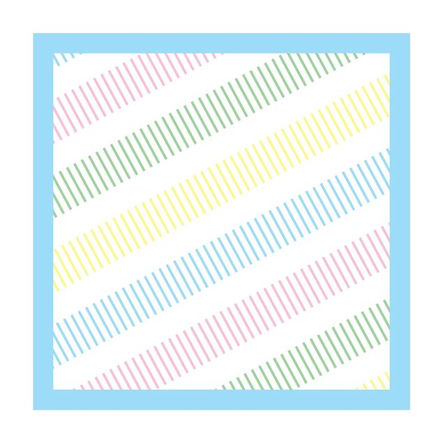 Teppich pastell Linienspuren in Pastell mit Rahmen
