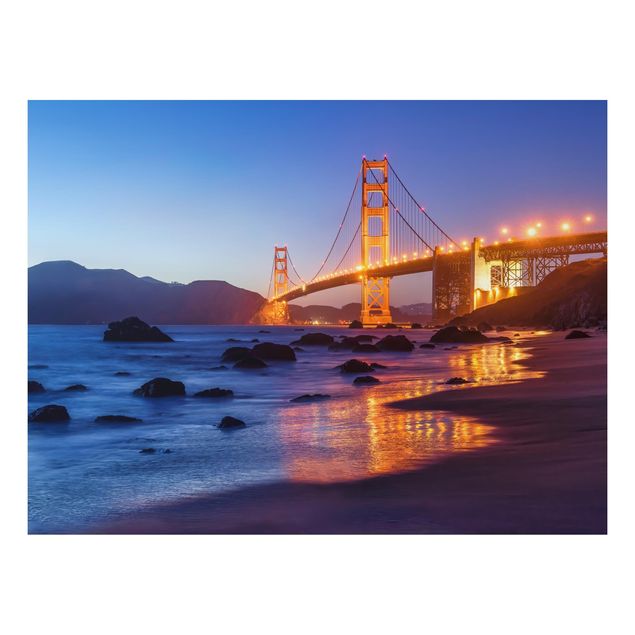 Alu Dibond Druck Golden Gate Bridge am Abend